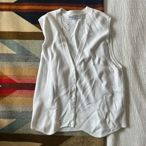 Zara white button up vest
